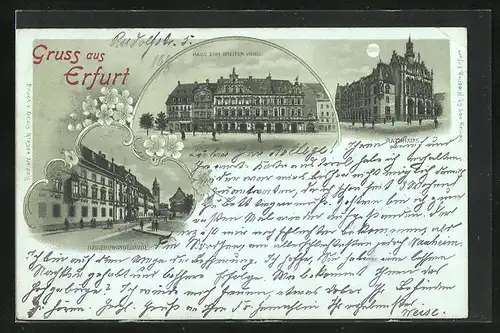 Mondschein-Lithographie Haus zum Breiten Herd, Rathaus, Regierungsgebäude