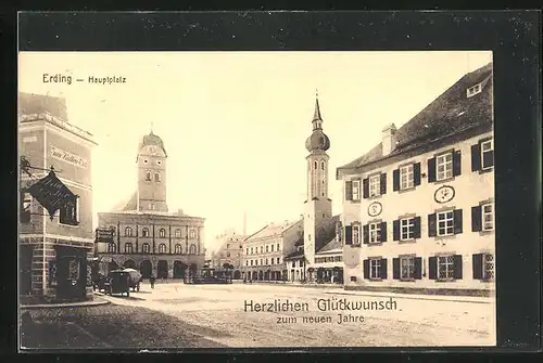 AK Erding, Hauptplatz mit Rathaus