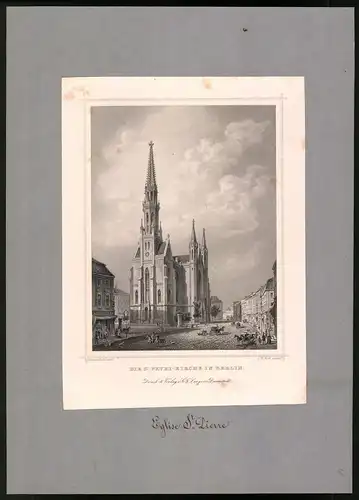 Stahlstich Berlin, St. Petri-Kirche, montiert, um 1870, del.: Johannes Rabe, sculp.: J. M. Kolb, 22.5 x 31.5cm