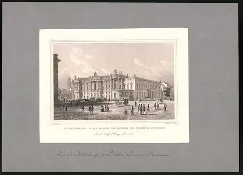 Stahlstich Berlin, Bibliothek u. d. Palais d. Prinzen v. Preussen, montiert, um 1870, gez.: C. Würbs, Stich: J. Riegel