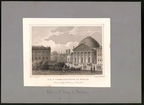 Stahlstich Berlin, St. Hedwigskirche, montiert, um 1870, gez.: L. Rohbock, Stich: J. M. Kolb, 22.5 x 31.5cm