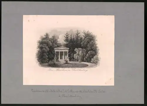 Stahlstich Charlottenburg, Das Mausoleum, montiert, um 1870, gez.: C. Würbs, Stich: Joh. Poppel, 22.5 x 31.5cm