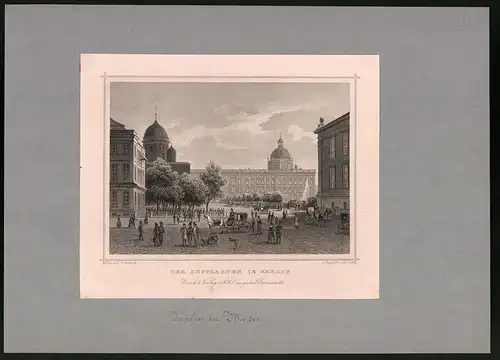 Stahlstich Berlin, Der Lustgarten, montiert, um 1870, gez.: L. Rohbock, Stich: J. M. Kolb, 22.5 x 31.5cm