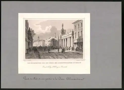 Stahlstich Berlin, Königsbrücke u. ein Teil des Alexanderplatzes, montiert, um 1870, gez.: C. Würbs, Stich: J. M. Kolb