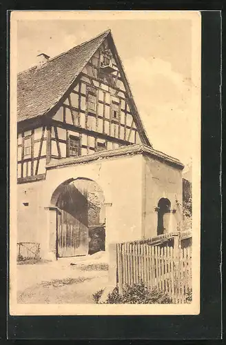 AK Beerwalde, Hoftor mit Fachwerkgiebel