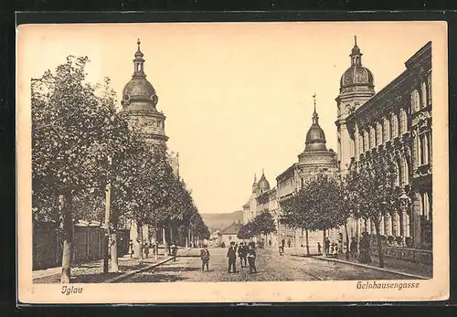 AK Iglau, Blick die Gelnhausengasse hinunter