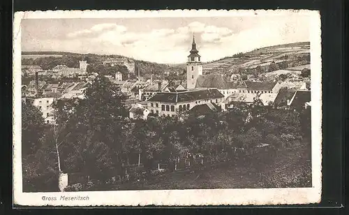 AK Velké Mezirici /Gross Meseritsch, Teilansicht mit Kirche