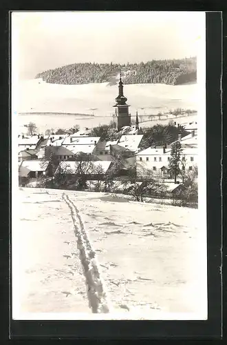 AK Nové Mesto na Morave, Ortsansicht im Winter