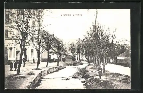 AK Brünnlitz, Uferpartie im Winter