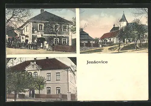 AK Jensovice, Kirche, Gebäudeansichten