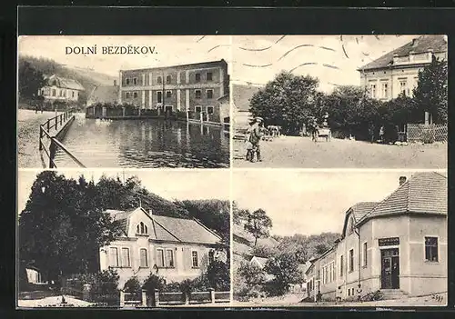 AK Dolni Bezdekov, Geschäft, Uferpartie, Gebäudeansicht
