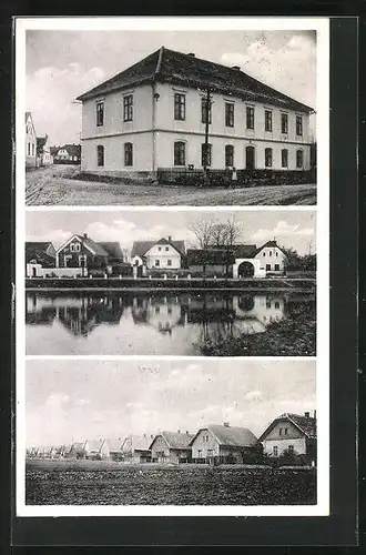 AK Zajecice, Häuser am Wasser, Häuser am Ortrand