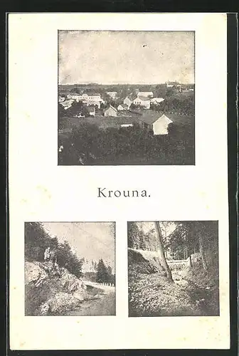 AK Krouna, Partie im Wald, Ortsansicht