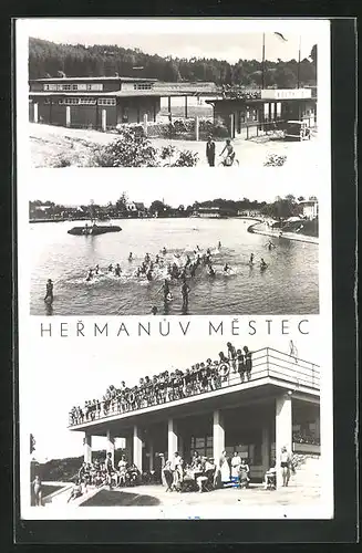 AK Hermanuv Mestec, Freibad mit Badegästen