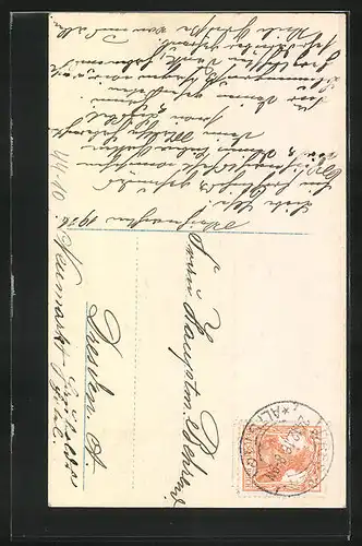 AK Kind mit Spielzeugpferd und Trommel