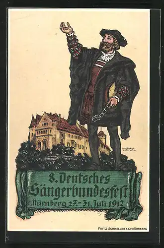 Künstler-AK Nürnberg, 8. Deutsches Sängerbundesfest 1912