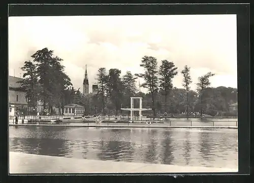 AK Freiberg i. Sa., Johannisbad mit Sprungturm