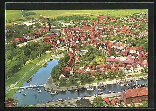 AK Tönning /Eider, Fliegeraufnahme mit Kirche