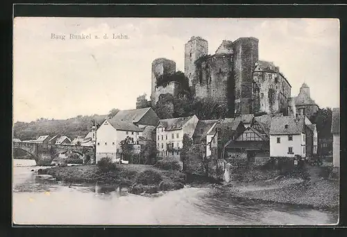 AK Runkel a. d .Lahn, Blick zur Burg
