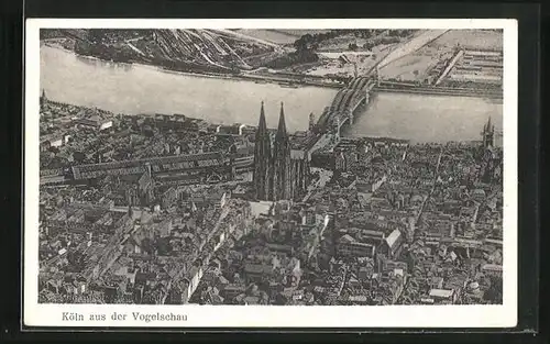 AK Köln, Teilansicht mit Dom aus der Vogelschau