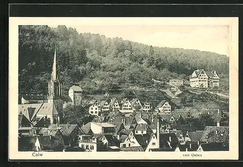 AK Calw, Teilansicht mit Kirche von Osten