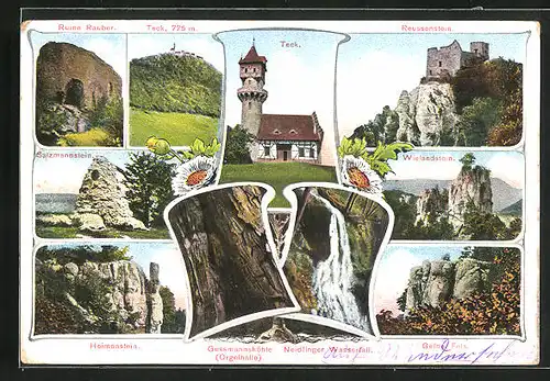 AK Neidlingen, Neidlinger Wasserfall, Teck, Reussenstein