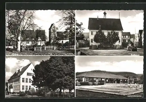 AK Deizisau /Kreis Esslingen, Rathaus, Schwimmbad, Schulhaus