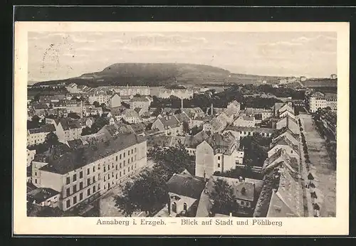 AK Annaberg i. Erzgeb., Blick auf den Ort und Pöhlberg