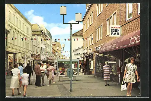 AK Elmshorn, Königstrasse mit Ladenzeile