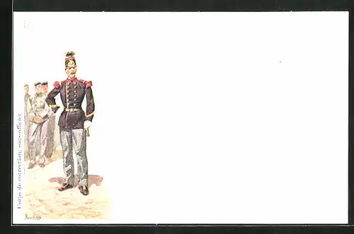 Künstler-AK Corps de correction, sous officier, Uniform eines belgischen Offiziers