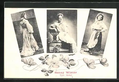 AK Henny Winter und Blumen, Mehrfachansicht