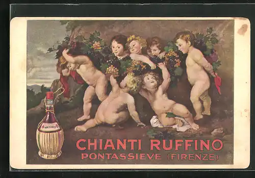 Künstler-AK Pontassieve /Firenze, Chianti Ruffino, Kinderlein mit Weintrauben
