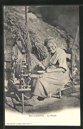 AK Alte Frau am Spinnrad, Nos paysannes, Le Rouet