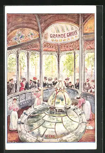 Künstler-AK Grande Grille, Frauen verteilen Quellwasser, Badekultur