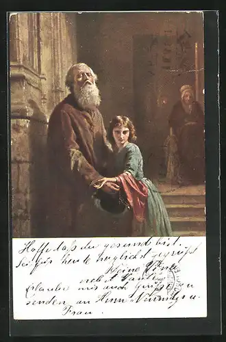 Künstler-AK Der blinde Bettler