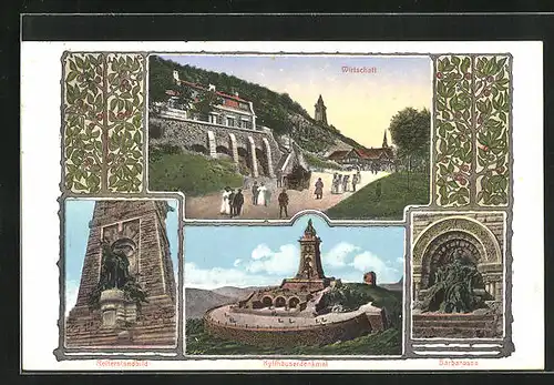 AK Kyffhäuser, Gastwirtschaft, Kyffhäuserdenkmal, Reiterstandbild