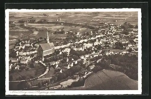 AK Neuötting, Teilansicht mit Kirche, Fliegeraufnahme