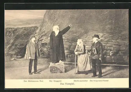AK Freiberg, Bergfestspiel 1914, Das Vorstpiel, Der Hüttenmann Rost, Der Berggeist & die Grossmutter