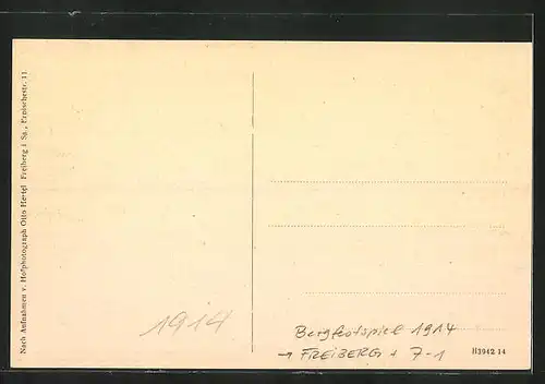 AK Freiberg, Bergfestspiel 1914, Das Vorstpiel, Der Hüttenmann Rost, Der Berggeist & die Grossmutter