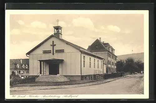 AK Stuttgart-Raitelsberg, STrasse an der Hl. Geist-Kirche