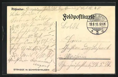 AK Schweighausen, Kriegsbeschädigte Strasse