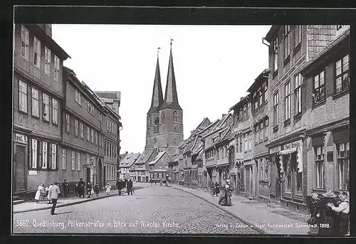 AK Quedlinburg, Pölkenstrasse mit Blick auf Nikolai Kirche