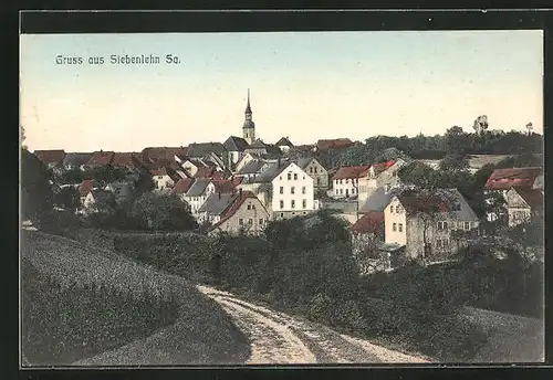 AK Siebenlehn i. Sa., Panorama mit Kirche