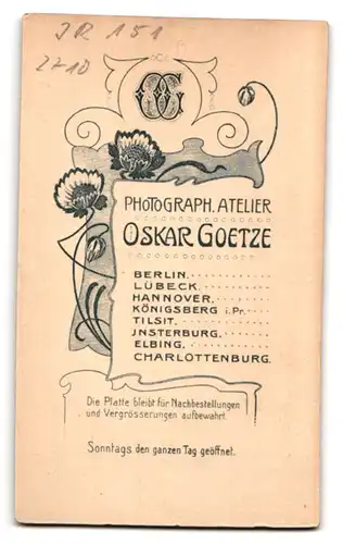 Fotografie Oskar Goetze, Berlin-Charlottenburg, Nehringstrasse 1, Junger Soldat des Inf. Rgt. 151