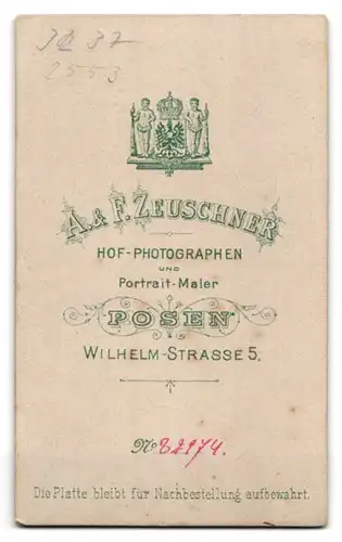 Fotografie A. & F. Zeuschner, Posen, Wilhelm-Strasse 5, Soldat mit Bajonett und Portepee, IR 37