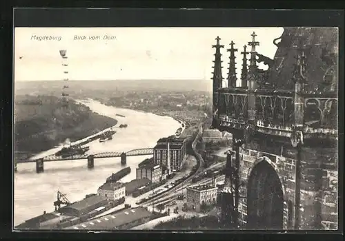 AK Magdeburg, Blick vom Dom auf den Fluss
