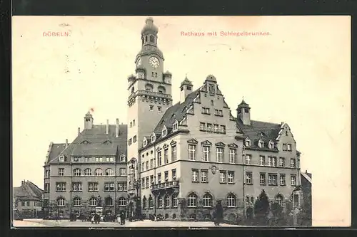 AK Döbeln, Rathaus mit Schlegelbrunnen