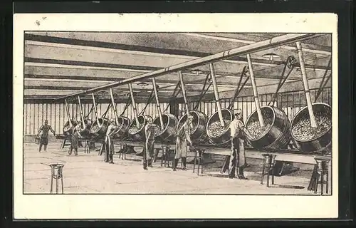 Künstler-AK Fabrikarbeiter an einer Waschanlage