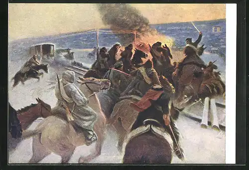 Künstler-AK Szene des russischen Bürgerkrieges, Arbeiterbewegung