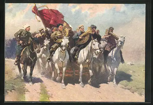 Künstler-AK Russischer Bürgerkrieg, Musizierende Revolutionäre, Arbeiterbewegung